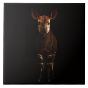 Schwarze Luxe-Fliese 4 mit Forest Okapi Fliese