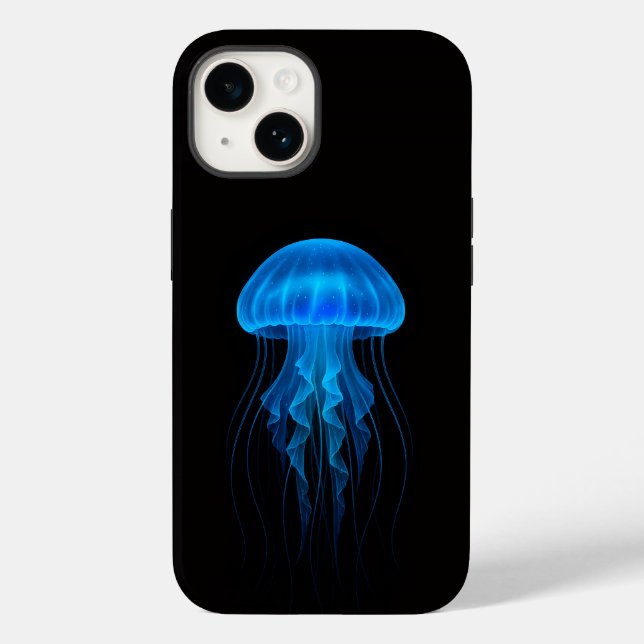 Schwarze Luxe-iPhone-14-Hülle Mate, Neonblaue Qual Case-Mate iPhone Hülle (Rückseite)