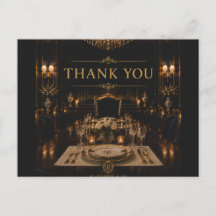 Schwarze Luxus-Dankeskarten-Postkarte | Opulent