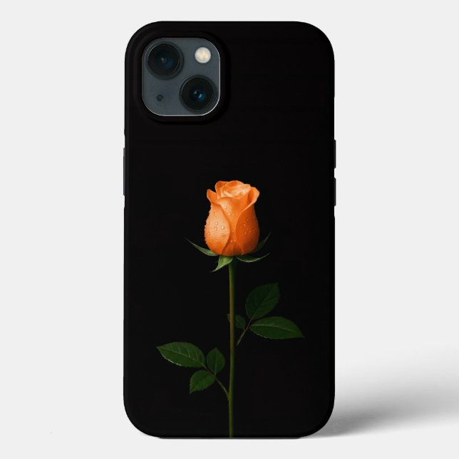 Schwarze Luxus-iPhone 13 in Sunset Orange Rose Case-Mate iPhone Hülle (Rückseite)