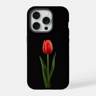 Schwarze Luxus-iPhone 15 Pro-Hülle Rubinrote Tulpe iPhone 15 Pro Hülle