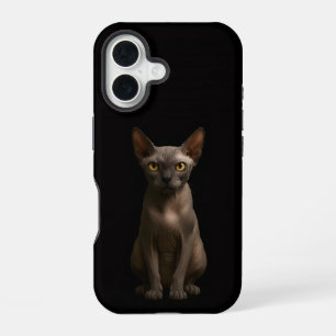 Schwarze Luxus-iPhone 16 Hülle, Sphynx-Katze iPhone 16 Hülle
