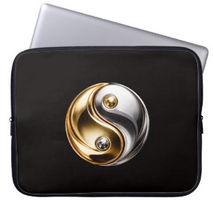 Schwarze Luxus-Laptop-Hülle 4, Harmony Yin Yang Laptopschutzhülle
