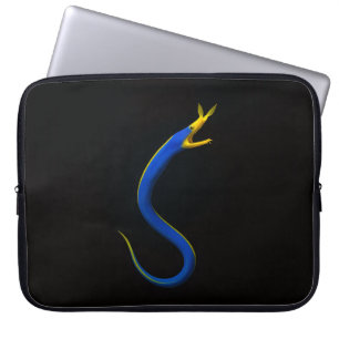 Schwarze Luxus-Laptop-Hülle, Blauer Band-Aal Laptopschutzhülle