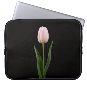 Schwarze Luxus-Laptoptasche 4, rosa Tulpe Laptopschutzhülle