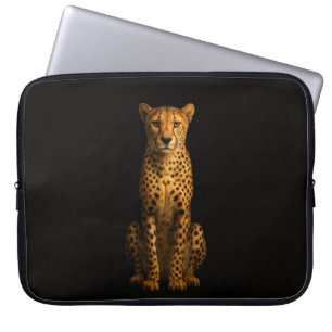 Schwarze Luxus-Laptoptasche mit elegantem Gepard Laptopschutzhülle