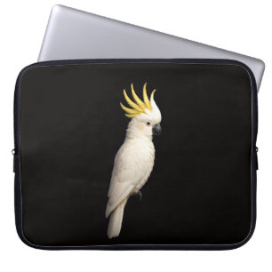 Schwarze Luxus-Laptoptasche mit Gelbhaubenkakadu Laptopschutzhülle