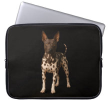 Schwarze Luxus-Laptoptasche mit haarlosem Terrier-