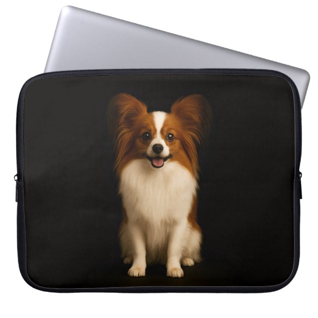 Schwarze Luxus-Laptoptasche mit Refined Papillon Laptopschutzhülle (Vorderseite)