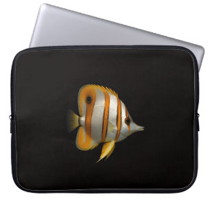 Schwarze Luxus-Laptoptasche mit Riff-Schmetterling Laptopschutzhülle