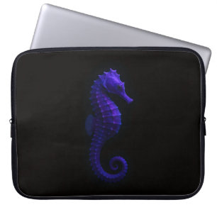 Schwarze Luxus-Laptoptasche mit Violettblauem Seep Laptopschutzhülle