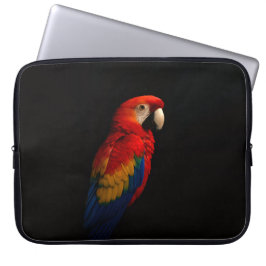 Schwarze Luxus-Laptoptasche, Scharlachroter Papage Laptopschutzhülle