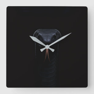 Schwarze Luxus-Wanduhr mit schwarzer Mamba Quadratische Wanduhr