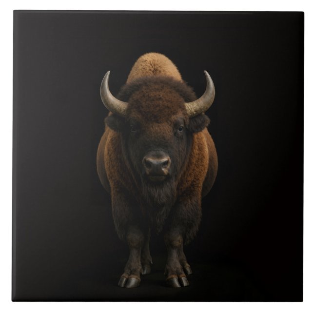 Schwarze Luxusfliese 4 mit Amerikanischem Bison Fliese (Vorderseite)