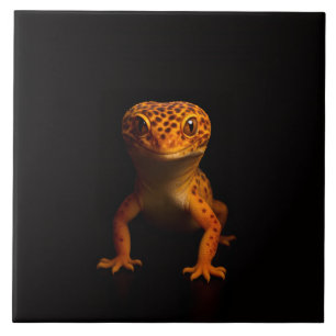 Schwarze Luxusfliese 4 mit Leopard-Gecko-Echse Fliese