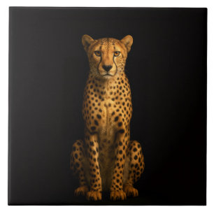 Schwarze Luxusfliese 4 mit schlankem Gepard Fliese