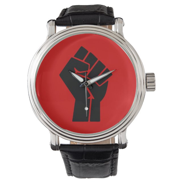 Schwarze Macht Faust Armbanduhr (Vorderseite)