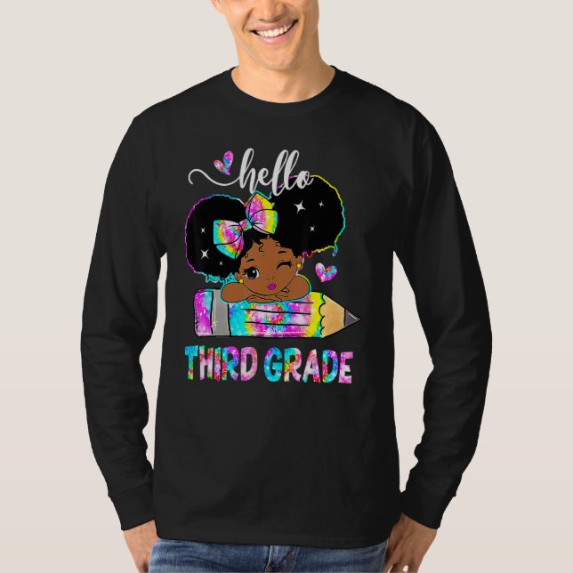 Schwarze Mädchen Hallo Gefärbte Krawatte Stift der T-Shirt (Vorderseite)