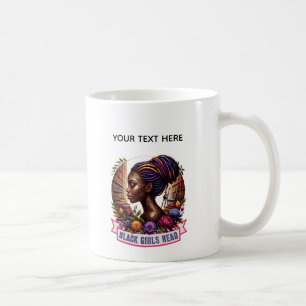 Schwarze-Mädchen-lesen-Logo-Tasse Buchliebhaber- Kaffeetasse