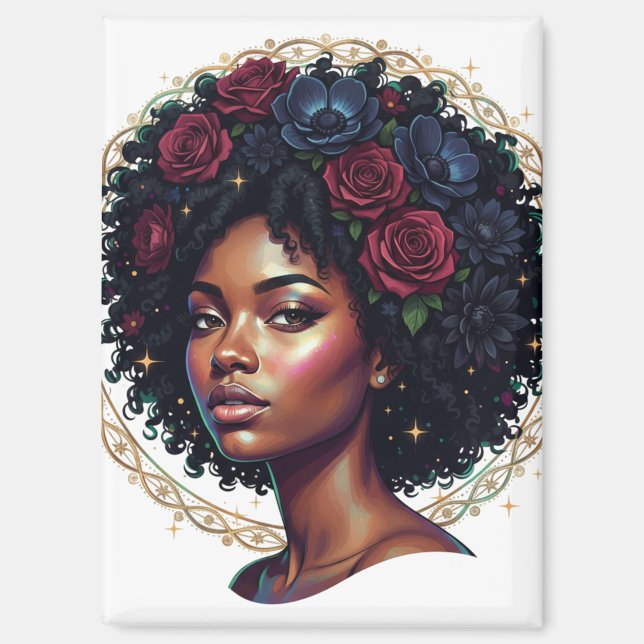 Schwarze Mädchen Magie Afro Diva Magnet (Vorderseite)