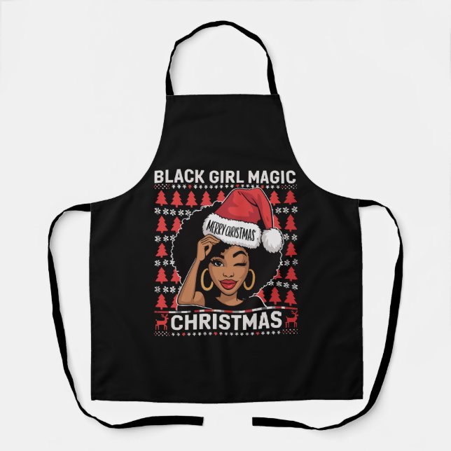 Schwarze Mädchen Magie Frohe Weihnachten Afroameri Schürze (Vorderseite)
