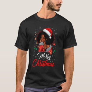 Schwarze Mädchen Magie Frohe Weihnachten Afroameri T-Shirt