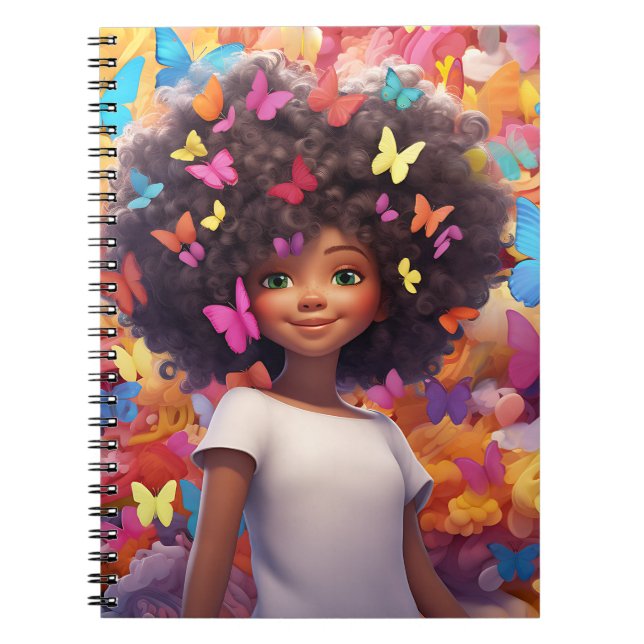 Schwarze Mädchen Magie melanin Prinzessin braune H Notizblock (Vorderseite)