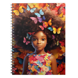 Schwarze Mädchen Magie melanin Prinzessin braune H Notizblock