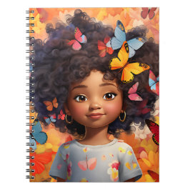 Schwarze Mädchen Magie melanin Prinzessin braune H Notizblock