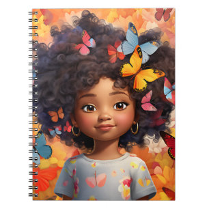 Schwarze Mädchen Magie melanin Prinzessin braune H Notizblock