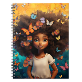 Schwarze Mädchen Magie melanin Prinzessin braune H Notizblock