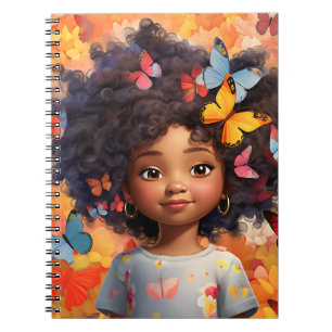 Schwarze Mädchen Magie melanin Prinzessin braune H Notizblock