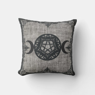 Schwarze Magie Dreifaches Mond Pentagramm Vintage  Kissen