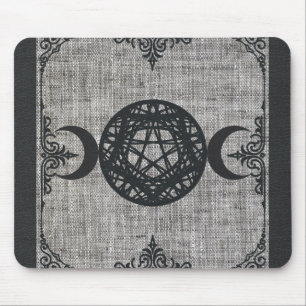 Schwarze Magie Dreifaches Mond Pentagramm Vintage  Mousepad