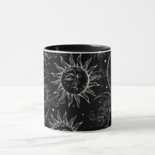 Schwarze Magie Vintage Himmels-Sonne Mond Sterne Tasse