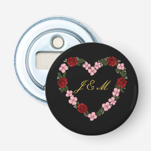 Schwarze Magnet mit rosa und rotem Herzen Flaschenöffner