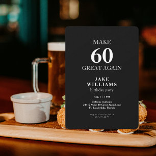 Schwarze Make 60 Great Again Geburtstagsfeier Einladung