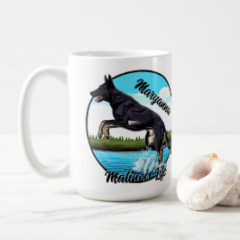 Schwarze Malinois im Wasser Kaffeetasse