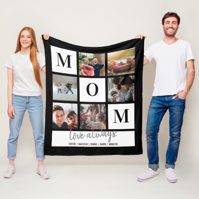 Schwarze Mama Farbblock FotoCollage Personalisiert Fleecedecke (Beispiel)