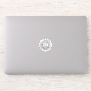 Schwarze Mandala-Fantasie-Blume und Herzen Aufkleber