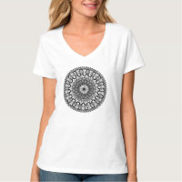 Schwarze Mandala-Kreise und Blätter