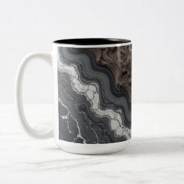 Schwarze Marmor-Abstrakt-Kaffeetasse – Moderne Tas Zweifarbige Tasse