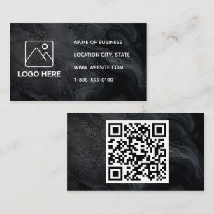 Schwarze Marmor-Geschäftskarte mit QR-Code Visitenkarte