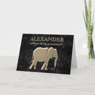 Schwarze Marmor Gold Elefant Trauzeuge Vorschlag K Feiertagskarte