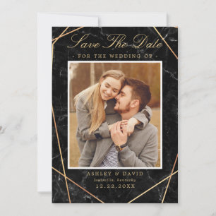 Schwarze Marmor Gold Geometrische Foto Save The Da Date