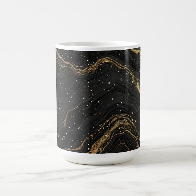 Schwarze Marmor-Goldadern Luxus-Abstrakt Kaffeetasse (Mittel)