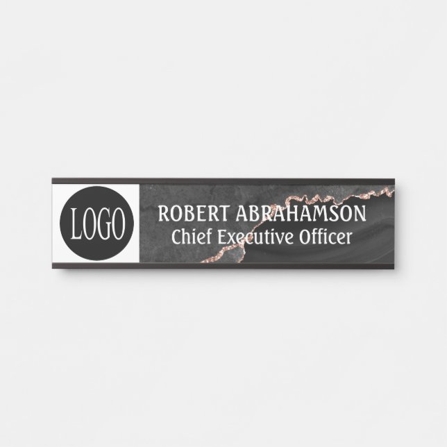 Schwarze Marmor Ihre Logo-Office-Türschilder unter Türschild (Vorderseite )