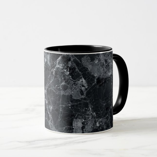 Schwarze Marmorbeschaffenheit Tasse (VorderseiteRechts)
