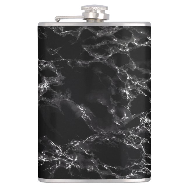 Schwarze Marmorflasche Flachmann (Vorderseite)