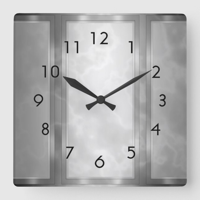 Schwarze Marmorpaneele Quadratische Wanduhr (Vorderseite)